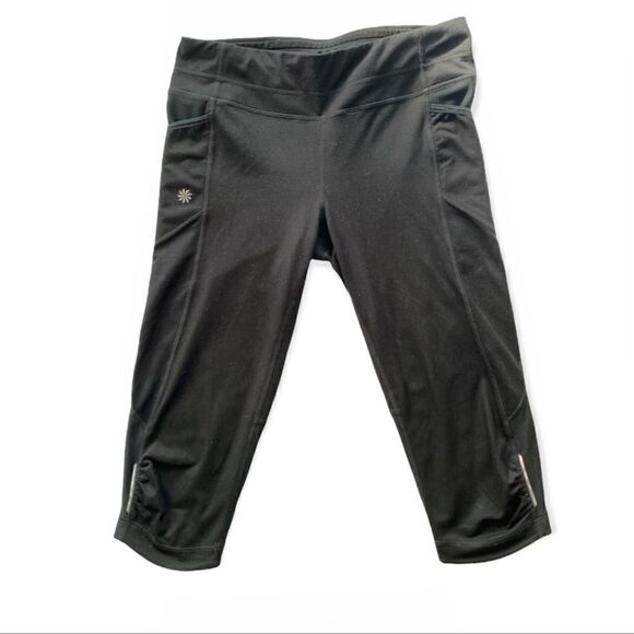 Athleta Black Dobby Be Free Knicker Crop Capri Leggings S - Picture 4 of 7